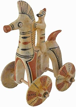 Horse with rider on wheels Sculpture artifact reproduction from Cyprus