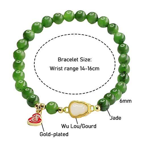 Pulsera de jade verde elástica con cuentas para mujer 2