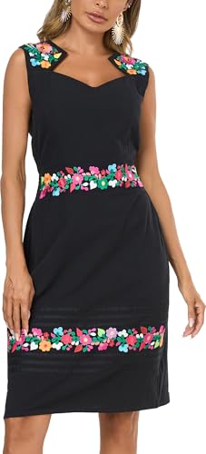 Women's Vintage Summer Dress Floral Embroidered V Neck Casual Party Cocktail Wrap Dress2