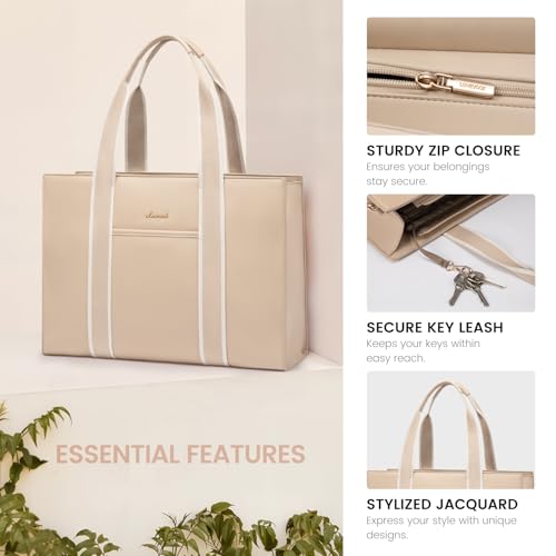 LOVEVOOK Laptop Bag for Women 15.6 Inch Laptop Tote Bag Waterproof Leather Work Bag 2PCs Vintage Computer Briefcase,Office Gifts for Women2