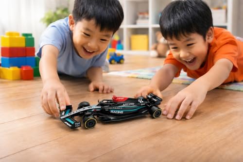 Image of Mercedes-AMG F1 W15 Pull Back Race Car Toy, 1:36 Scale Die-Cast Metal Formula Racing Car Model, Pull Back Action Toy Car for Kids Boys Girls 3+ & Racing Enthusiasts (Black with Blue)