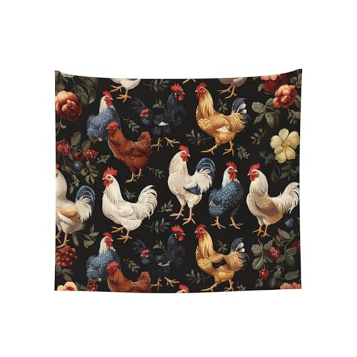Tapisserie murale poulet vintage decoration interieur 152 cm