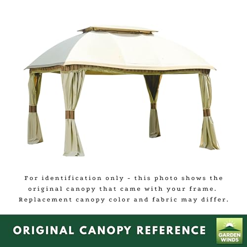 Garden Winds Reinforced RipLock 350 Replacement Canopy Top Cover Compatible with Domed 10’ x 13’ Gazebo Models L-GZ822PCO, D-GZ822PCO - Beige - Thumbnail 6