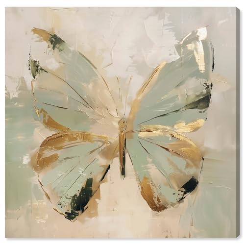 Art Remedy Sage Butterfly Colorful Canvas Wall Art, Gallery Wrapped, 24"x24" by Art Remedy - Used condition - US$19.28