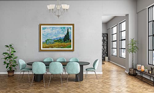 3D Print Simulation Hand Painted Texture On Canvas Painting Van Gogh Famous Wall Art Wheat Field With Cypresses Landscape Cloudy Hand Made Ornate Framed Matted Unique Innovation Patent Pending #TOP3