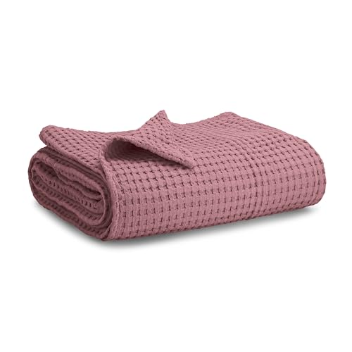 Image of Comfy Cubs Waffle Weave Baby Blanket - 40” x 40” Cotton Blanket with Textured Design - Lightweight Swaddle for Bed, Crib, Stroller, or Couch - Soft and Cozy Cover for Toddlers, Boys & Girls - Mauve