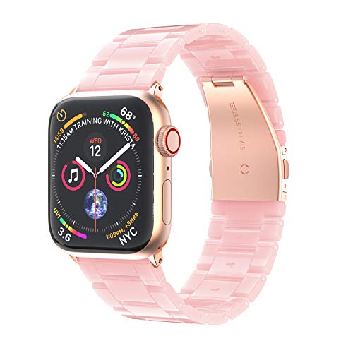 BaiHui Bands Compatible with Apple Watch 44mm 42mm Series SE/6/5/4/3/2, Resin Watch Band Bracelet with Stainless Steel Buckle for women, Fashion Jewelry Replacement Bands for iWatch accssorises