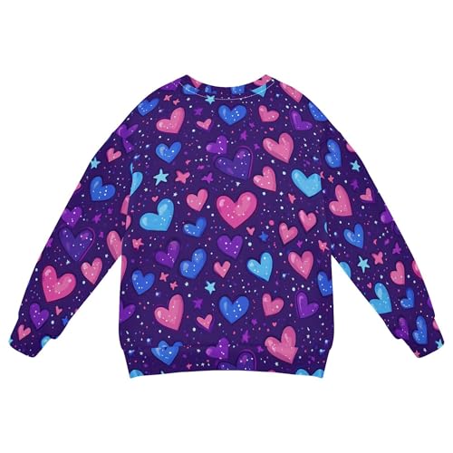 JUNZAN Purple Hearts Day Red Blue Stars Little Boys Sweatshirts Hoodies Long Sleeve Kids Hoodies Boys Athletic 4T2