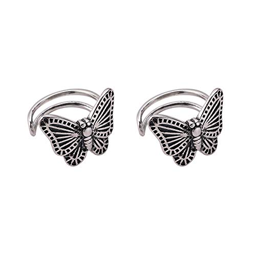 Retro Butterfly Ear Cuff Wrap Cartilage Clip On No Piercing Small Hoop Earrings For Women Girls Minimalist Tiny 925 Sterling Silver Fashion Delicate Cute Animal Fake Huggie Hoops Tragus Cuffs Gifts Daughter Bff Birthday Xmas 10Mm #TOP12