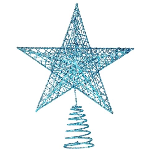 Estrella Arbol De Navidad, Decoración Superior con Purpurina, Estrella de árbol de Navida con Purpurina Hueca 3D, para Accesorios Adornos Árbo de Navidad (C)