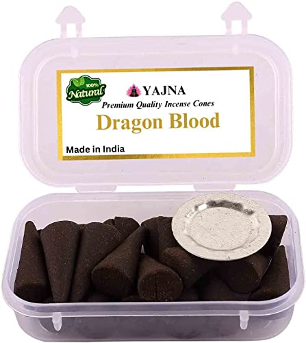 Yajna Dragon Blood 100%-Natural-Incense-Cones Handmade-Hand-Dipped Organic-Chemicals-Free For-Purification-Relaxation-Positivity-Yoga-Meditation The-Best-Scents (20 Count) #TOP13