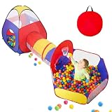 3 en 1 Piscinas de Bolas para niños pequeños con Tienda de campaña y túnel para bebés, casa de Juegos Infantil de Interior (Piscinas de Bolas Infantiles clásicas 3 en 1)