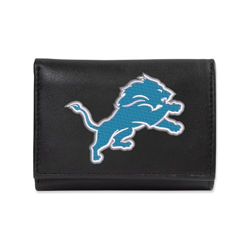Portefeuille brodé à trois volets noir Detroit Lions le cadeau parfait pour supporter