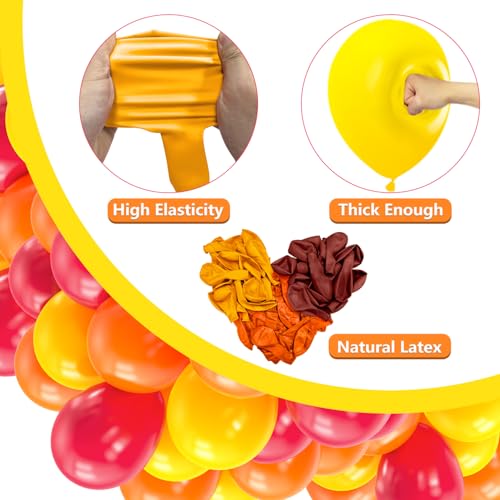 Image of Kelfara Red Yellow Orange Fall Balloons 60PCS 12 inch Orange Yellow Burgundy Latex Balloons with Ribbons for Baby Shower Birthday Fall ThanksGiving Pumpkin Themed Party Decorations