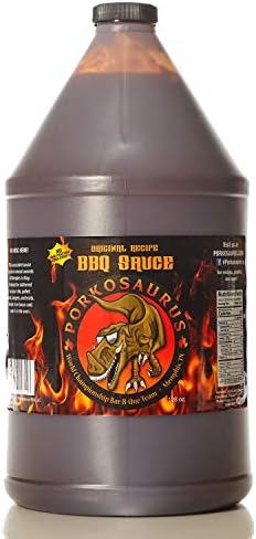 Porkosaurus World Championship Memphis BBQ Sauce, Sweet & Tangy Sauce – Ribs, Burgers, Steak, Chicken: Dip, Baste, Marinade & Devour –No High Fructose Corn Syrup, Gluten-Free (1 Gallon)