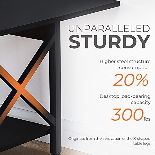 Greenforest End Table Large 24 Inch Farmhouse Industrial Design Side Table Nightstand With Storage Shelf For Living Room, Easy Assembly, Black #TOP3
