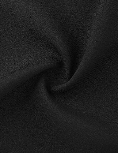 Gaharu Ruffle Tops for Women, Ladies Chiffon Short Sleeve Blouses Elegant V Neck Summer Work Shirt and Blouse Black,M