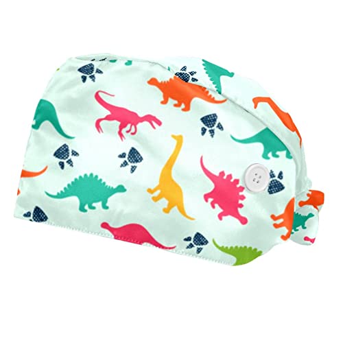 Chapeaux bouffants 2PCS dinosaures colorés ajustables homme femme