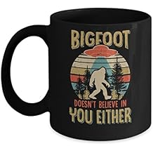 Retro Bigfoot Doesnt Believe In You Either UFO Mug 11oz Black