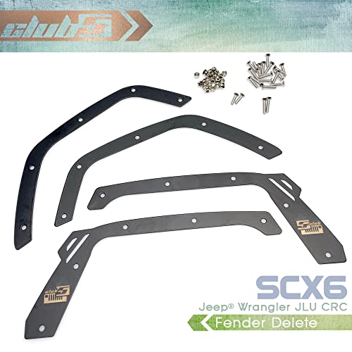 Club 5 Racing Fender Delete For Scx6 Jeep Jlu Wrangler (Black Powder Coated Steel) #TOP6