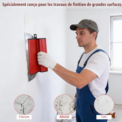 GAESHOW 25 cm + 60 cm Acier Inoxydable Couteau a Enduire, Spatule Enduit Set, Lame D'écrémage, pour Construction de Cloisons Sèches et Décoration Murale – vue 7