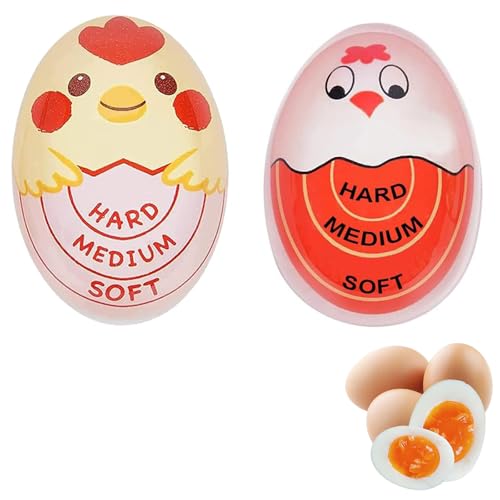 Egg Timer Harz, 2 Stück Farbwechsel Eieruhren, Neuzeit Eieruhr, Timer für gekochte Eier, Anzeige hart/medium/weich,für Zuhause, Schule, Restaurant