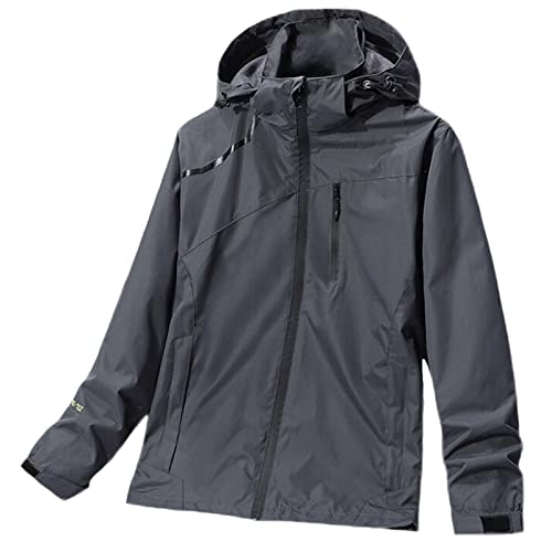 Image of Lifup Men's Waterproof Rain Jacket Lightweight Raincoat Hooded Trench Outdoor Windbreaker for Hiking Travel