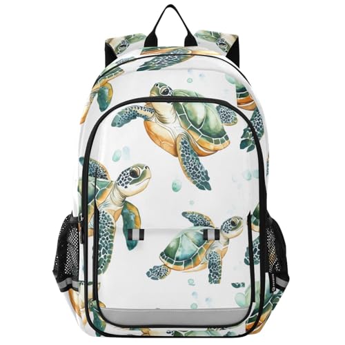 Sac à dos ordinateur portable tortue de mer vert imperméable avec poches de rangement