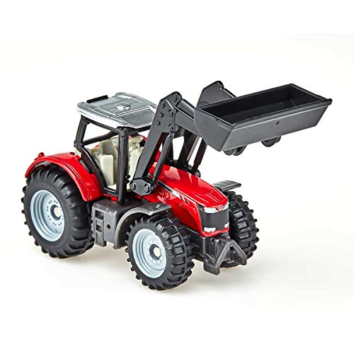 siku 1484, Massey-Ferguson with Front Loader, Metal/Plastic, Red/Black, Movable front loader