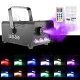 POWLAB Upgraded Smoke Machine Controllable 12 Colorful LED Lights Effect, 500W and 2000CFM Fog with