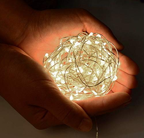 Fio De Led 5 Metros Arame 50 Leds Decoração Natal Pilha Prova Agua Casamento