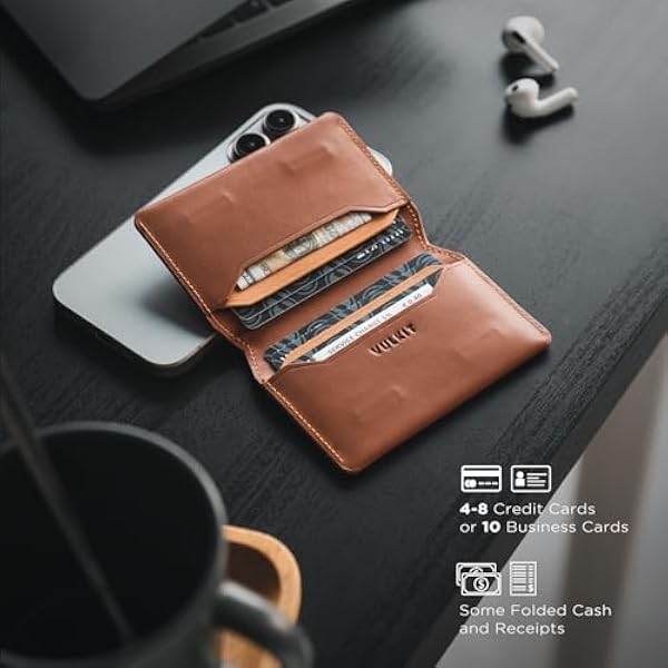 VULKIT — тонкий минималистичный кошелек для карт с защитой от RFID. Кожаный кошелек для кредитных карт с магнитной застежкой, коричневый, универсальный размер, минималистичный
