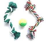 Resistente y suave HC 2pcs cuerdas nudos forma de hueso juguete para perro mascota mastica morder limpio diente con una pelota de regalo
