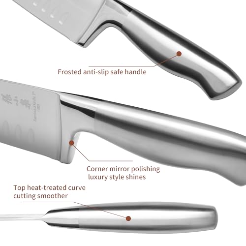 ZHANG XIAO QUAN Knife Set with Block, High Carbon Stainless Steel Sharp Blades, Built-in Sharpener Kitchen Knife Block Set for Home Cooking - Image 7