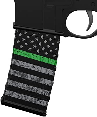 TIRESFX AR-15, M16, M4 Mag Skins - Premium Vinyl Mag Wraps - Easy to Install & Fits 30rd Magazines - 100% Waterproof Matte Finish - Made in USA (Green Line)