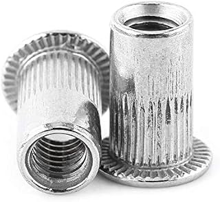 M5 Stainless Steel Rivet Nuts, 20pcs Flat Head Threaded Insert Nutsert Rivnuts Assorted, Rivet Nut Blind Insert Nut, Rivet Nuts Rivnut Assortment Kit(M5)