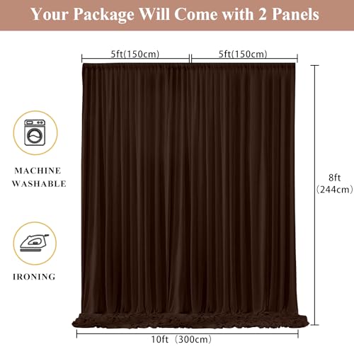 QICAIYUN 10x8FT Wedding Curtain Backdrop Brown Backdrop Curtains Solid Brown Curtains for Parties Wedding Party Home Decoration Supplies 5ft x 8ft,2 Panels YUNNS025