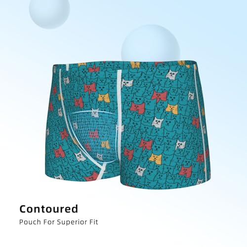 Boys' Cotton Boxer Brief Soft Underwear-Funny Cat Blue4