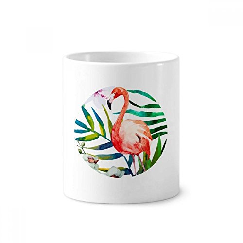 Brosse à dents et stylo : gobelet céramique tropical flamant rose 350 ml