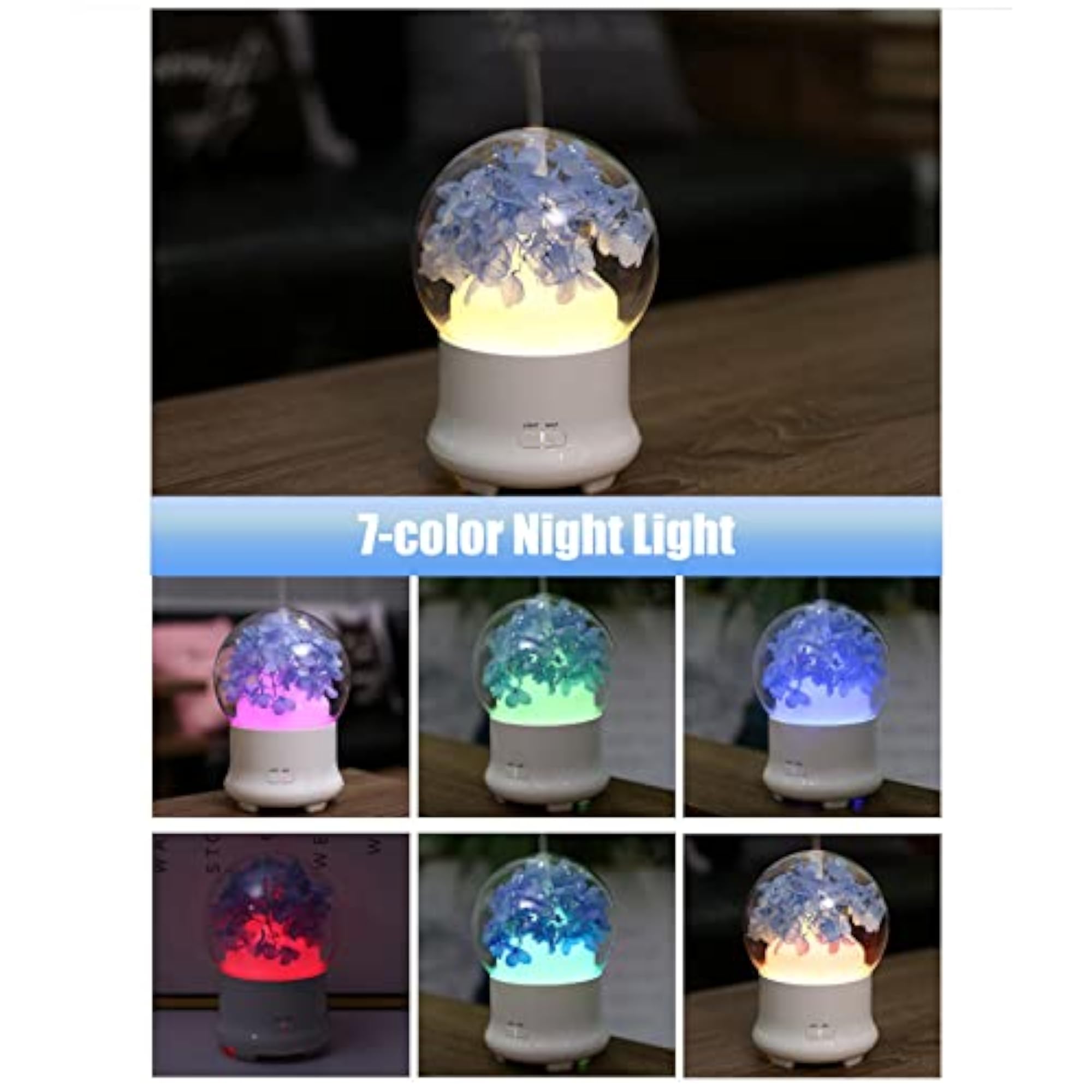 Ubersweet Preserved Flower Diffuser with 7-Color Night Light