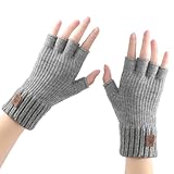 fauson Fingerless Gloves for Women -Winter Gloves Men Fingerless Glove for Women Men, Warm Alpaca Wool Stretch