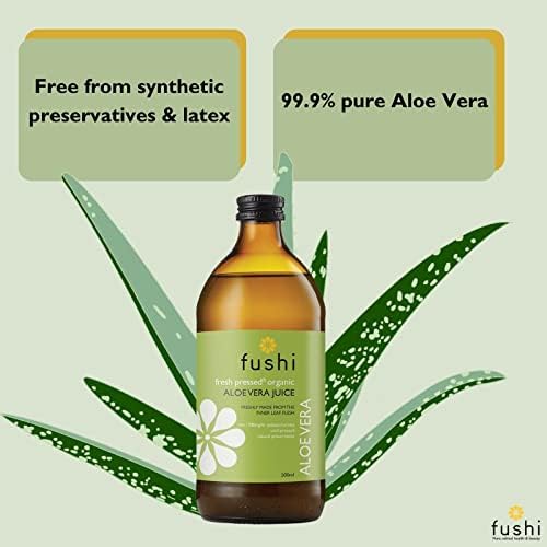 Fushi Organic Aloe Vera Juice 500 ml |min 1700 Polysaccharides|Cold-Pressed|Natural Preservative|Ethical & Vegan Society Approved|Manufactured in the UK