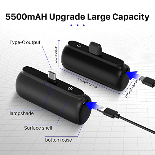 Power Bank Portable Charger 5500Mah 20Wh Ultra Compact Backup Charger,Usb C Mini Small Fast Charging Power Bank Battery Pack,For Type C Android Phones Samsung Galaxy S21,Note 20,Lg,Google Pixel, Etc #TOP5