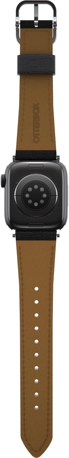 OtterBox Symmetry Cactus Leather Watch Band for Apple Watch Series 7/8/9 40/41/42mm Noir ASH (Black)