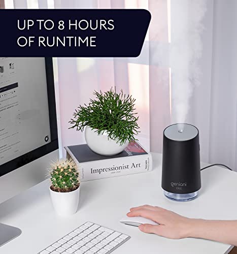 Geniani Portable Small Cool Mist Humidifiers 250Ml - Usb Desktop Humidifier For Plants, Office, Car, Baby Room With Auto Shut Off & Night Light - Quiet Mini Humidifier (Black) #TOP3