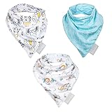 Baby Safari 3 Pack Jersey Bandana Bib Set-Safari Yearbook, Leaf, Safari Nap Prints, Grays, Turquoise