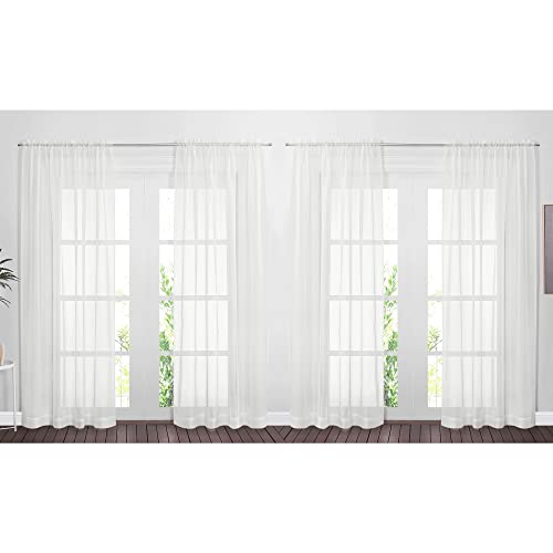 NICETOWN Voile Sheer Curtains, 4 Panels, Ivory, 60x84