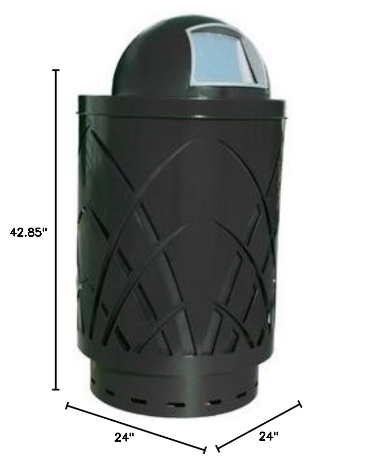 Covington 40-Gal Sawgrass Laser Cut Metal Waste Receptacle with Dome Top-Push Door Finish: Black