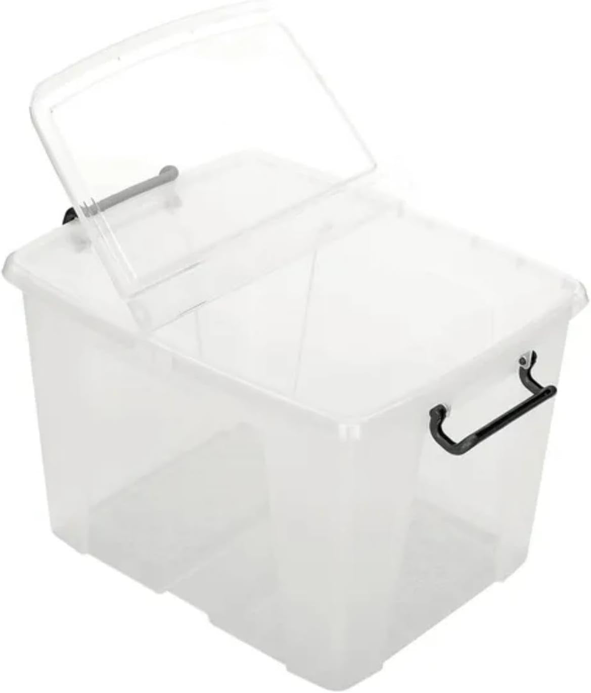 Strata Smart 3 x 40L Plastic Storage Box with Lid Stackable, Clear