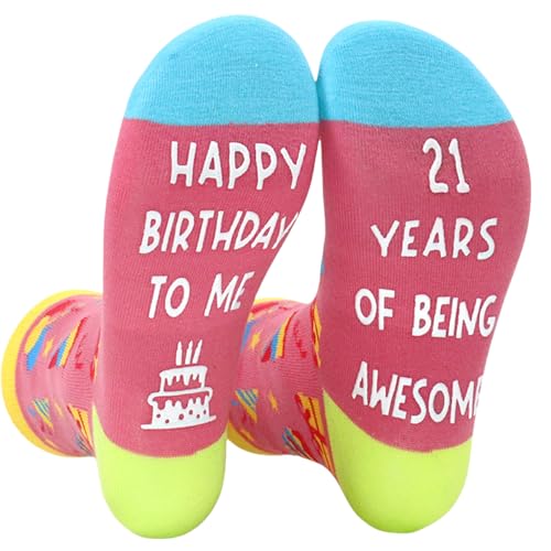 NOEMIN Regalos de 21.º cumpleaños para niñas - Ideas de calcetines de algodón para adolescentes de 21 años. Calcetines para niñas como regalo de cumpleaños